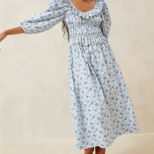 Loeffler Randall Floral Long Sleeve Midi Dress